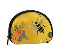 Welcome Bees Coin Purse Personalized Coin Bag for Women Men Change Purse Small Wallets with Zipper Mini Shell Coin Pouch Outdoor Shopping Change Storage Bag Handbags Gifts