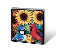 Welcome Birds Sunflower Printed Square Brooches Colorful Fashion Pins Badge for Backpacks Shirts Scarf