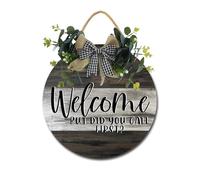 Welcome But Did You Call First Sign Front Door Porch Decorations, Round Rustic Wood Hanging Sign for Farmhouse Porch Outdoor Home Holiday Front Door Sign Decor
