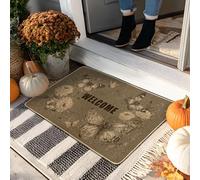 Welcome Butterfly Doormat, Brown Floral Entrance Mat for Autumn Decor, Non-Slip Rubber Waterproof Indoor & Outdoor Use, Easy to Clean 29x17 Inch