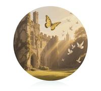 Welcome Butterfly Tempered Glass Cutting Board Stylish Non-Slip Round Chopping Boards Easy to Clean Cutting Board Small Scratch Flexible Butcher Block for Countertop Decor