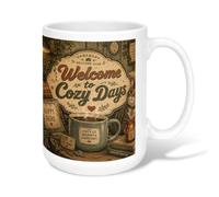 Welcome Ceramic Coffee Mug, Fall Rustic Cozy Coffee Fall Brown Novelty Office Drinking Cup with Handle Ideal for Friends Family Lovers Eldership Senior Co-Worker 15 Oz