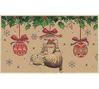 Welcome Christmas Door Mat Non Slip, Winter Cat Christmas Ball Floor Front Doormat for Yard Kitchen Indoor Entry Entrance_18 x 30 Inches