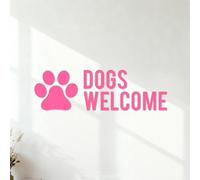 Welcome Dog Printing Shop Business Pets Signs Etc Cafe Wall Decals Paster Paper 25x81.2cm Car Body Decoration Pink