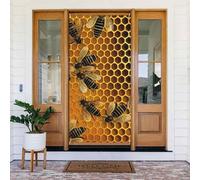 Welcome Door Cover Decoration Door Banner Seasonal Porch Sign Blackout Privacy Doorway Curtain Bees on hive Photo Background Window Curtain Shades Door Drape 72.8 x 35.4 in