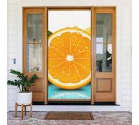 Welcome Door Cover Decoration Door Banner Seasonal Porch Sign Blackout Privacy Doorway Curtain Fresh Orange Fruit Photo Background Window Curtain Shades Door Drape 72.8 x 35.4 in