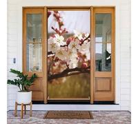 Welcome Door Cover Decoration Door Banner Seasonal Porch Sign Blackout Privacy Doorway Curtain Plum Tree Blossom Photo Background Window Curtain Shades Door Drape 72.8 x 35.4 in