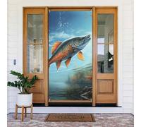 Welcome Door Cover Decoration Door Banner Seasonal Porch Sign Blackout Privacy Doorway Curtain Safflower Flying Fish Photo Background Window Curtain Shades Door Drape 72.8 x 35.4 in