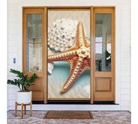 Welcome Door Cover Decoration Door Banner Seasonal Porch Sign Blackout Privacy Doorway Curtain Sea Shell Starfish Photo Background Window Curtain Shades Door Drape 72.8 x 35.4 in