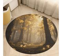 Welcome Door Mat- Magic Forest Non-Slip Round Front Doormat, Coral Velvet Entryway Rug, Soft Absorbent Low Profile Floor Mat for Bedroom, Office, Home Decor, 90 * 90cm