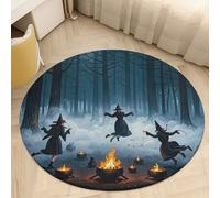 Welcome Door Mat- The Witch of The Forest Non-Slip Round Front Doormat, Coral Velvet Entryway Rug, Soft Absorbent Low Profile Floor Mat for Bedroom, Office, Home Decor, 60 * 60cm