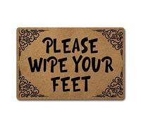 Welcome Door Mats for Home Decor 23.6" x 15.7" Funny Mats with Anti-Slip Rubber Back Kitchen Rugs Personalized Doormat for Entrance Way (Please Wipe Your Feet)
