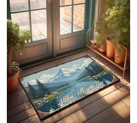 Welcome Door Mats For Outside Entry Alpine Folk And Lips: A Serene Mountain Lake Scene Doormat Farmhouse Kitchen Rugs Unique Home Decor(40X60CM)