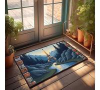 Welcome Door Mats For Outside Entry Enchanted Forest Path Leading To The Eiffel Tower Doormat Farmhouse Kitchen Rugs Unique Home Decor(65X90CM)