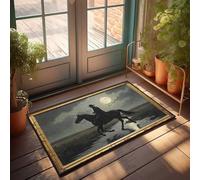 Welcome Door Mats For Outside Entry Rider In Moonlit Field: A Western Silhouette Doormat Farmhouse Kitchen Rugs Unique Home Decor(50X80CM)