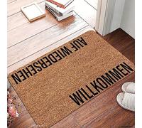 Welcome Door Mats Willkommen Auf Wiedersehen German Greeting Front Porch Rugs Indoor Non Slip Door Mats Entrance Patio Carpet Rugs Floor Mat for Home Bathroom Kitchen Decor 36x24 Inch