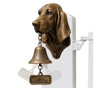 Welcome Doorbells with Dog Motif, Rustic, Wall Mounted Vintage Door Bell with Animal Motif, Bell with Dog Head for the Front Door, for Entrance, Stem, Garden Area, Living Area
