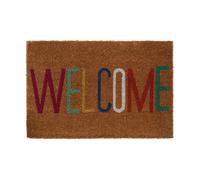 Welcome Doormat, PVC Backed Coir, Natural