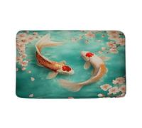 Welcome Doormat Watercolor Koi Fish Pink Cherry Pond Spa Asian Oriental Welcome Mat Easy To Clean Floor Mat Machine Washable Entrance Rug For Home Kitchen Office 60X40Cm