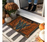 Welcome Dragon Doormat, Blue Mosaic Entrance Mat for Fall Decor, Rubber Waterproof Non-Slip Dust Absorbent Outdoor & Indoor Use, Easy to Clean 29x17 Inch