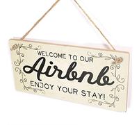 Welcome Enjoy Your Stay Sign, Leafy Scroll Guest Room Door Plaque