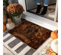 Welcome Fall Doormat, Rustic House Design for Autumn Indoor & Outdoor Entryway Decor, Rubber Non-Slip Waterproof Dust Control Mat, Easy Maintenance 29x17 Inch