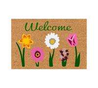 Welcome Floral Coir Doormat for Indoor Outdoor The Outdoor Mat