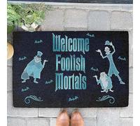 Welcome Foolish Mortals Doormat,Personalized Hitchhiking Ghost Haunted Mansion Welcome Mat,Halloween Doormat 36x24 Inch