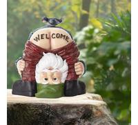 Welcome Garden Gnomes Ornaments-Garden Gnome Statue,Funny Waterproof Resin Dwarf Craft for Lawn Ornaments (Green)