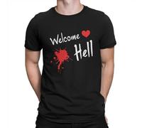 Welcome Hell Man's Tshirt Touhou O Neck Short Sleeve Fabric T Shirt Humor Gift Idea Black
