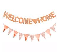 Welcome Home Banner 3 Meter Rose Gold Glitter Welcome Home Bunting New Home Banner for Family Party Decorations