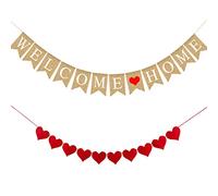 Welcome Home Banner Burlap Sign Party Decorations, Rustic Bunting Garland Family Gathering Photo Booth Props