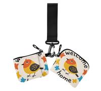 Welcome Home Cute Cartoon Bird Women's Coin Purses Card Cases Mini Fashion Credit Card Wallet Organizer with Zipper Coin Pocket for Lady 2 Pcs, welcome home Cute cartoon bird, One Size, Casual