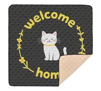 Welcome Home Cute Cartoon Cat Soft Thick Baby Girl Play mat for Indoor Outdoor Washable Foldable Baby Play Tummy Time Mat for Baby Toddler Infant, 50'' x 50''gimnasio de actividades para