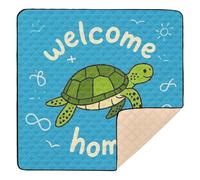 Welcome Home Cute Cartoon Turtle Soft Foam mat for Baby to Play on Floor for Floor Washable Foldable Baby Crawling Mat for Baby Toddler Infant, 50'' x 50''alfombra de juegos