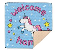 Welcome Home Cute Cartoon Unicorns Large Sturdy Baby Girl Play mat for Indoor Outdoor Cozy Breathable Foldable Tummy Time & Crawling Mat for Baby Toddler Infant, 50'' x 50''tapete para juegos