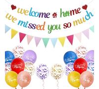 Welcome Home Decorations Banner Kit - We Missed You So Much Garland Bunting Balloon Colorful, Home Sign Balloons for Military Return Welcome Back Party Supplies