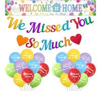 Welcome Home Decorations Banners Balloons - 23 Pcs Colorful Welcome Home Banner We Will Missed You So Much Banners Balloon Set for Homecoming Family Returning Baby Shower New House Housewarming