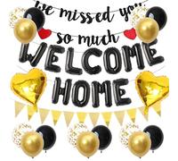Welcome Home Decorations Set, Elegant "We Missed You So Much" Banner Confetti Balloon, Welcome Home Banners for Family Baby Shower Back Party Decor Supplies