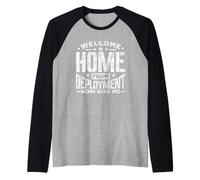 Welcome Home from Deployment Now Kiss Me Soldier Homecoming Raglan Baseball Tee