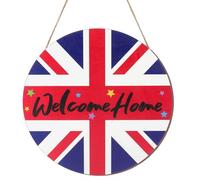 Welcome Home Hanging Sign Plaque for Welcome Home Parties Family Theme Celebrations Union Jack Flag Welcomes Home Decor 12" Welcomes Back Door Outdoor Wooden Sign We Missed You So Much for Homecoming
