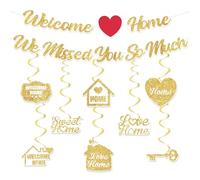 Welcome Home Party Decorations Banner Gold Glittery We Missed You so Much Banner Hanging Swirls Kit for Homecoming Military Return Family Gathering Party Decorations Decor Supplies