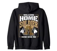 Welcome Home Soldier Now Kiss Me Homecoming Insert Zip Hoodie