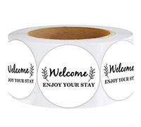 Welcome Hotel Guest Stickers,2 Inch Hotel Key Card Envelope Seals,500 Pcs Per Roll
