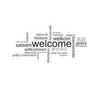 Welcome in Different Languages Wall Sticker Living Room Hello Welcome Quote Family Words Vinyl-S-28x56cm-Black