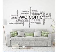 Welcome in Different Languages Wall Sticker Living Room Hello Welcome Quote Family Words Wall Decal Vinyl Decor Murals 42X85CM