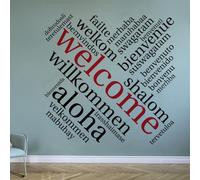 Welcome in Different Languages Wall Sticker Living Room Hello Welcome Quote Family Words Wall Decal Vinyl Decor Murals 110X110CM