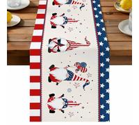 Welcome Independence Table Runner, Day Gnome Cotton and Table Linen Runner for Kitchen Dining Home Decor for Party Festival Holiday Decoration Gift 13x120in