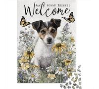 Welcome Jack Russell Terrier Art Print Jigsaw Puzzles Puzzles for Adults Kids. 1000 Piece Whimsical Challenge Toy Educational Game Home Decoration for Educational Games Gifts 70x50cm/1000pcs