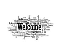 Welcome Language Sign Wall Decal Office Business Shop Decor Welcome in Many Languages Vinyl Sticker Welcome Sign-S-42x76cm-Black